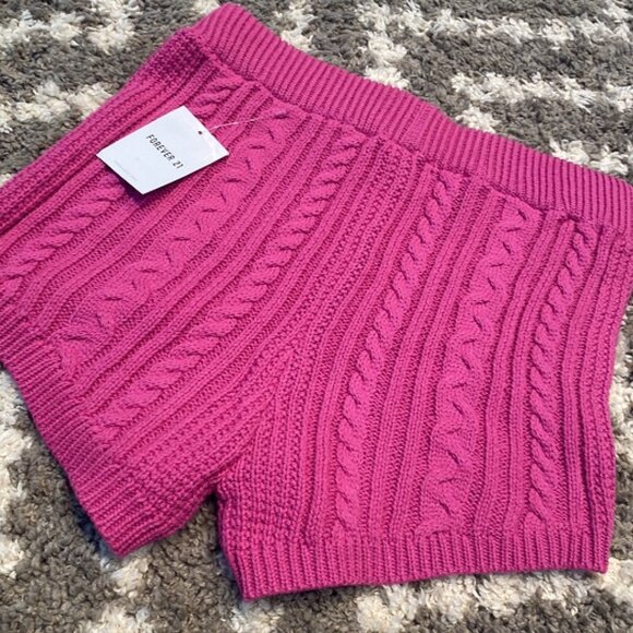 Forever 21 Crochet Booty Shorts size Medium Pink - Picture 7 of 8